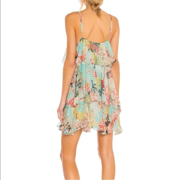 HEMANT AND NANDITA Sage Tiered Mini‎ Dress in Turquoise Size Large - Picture 3 of 8